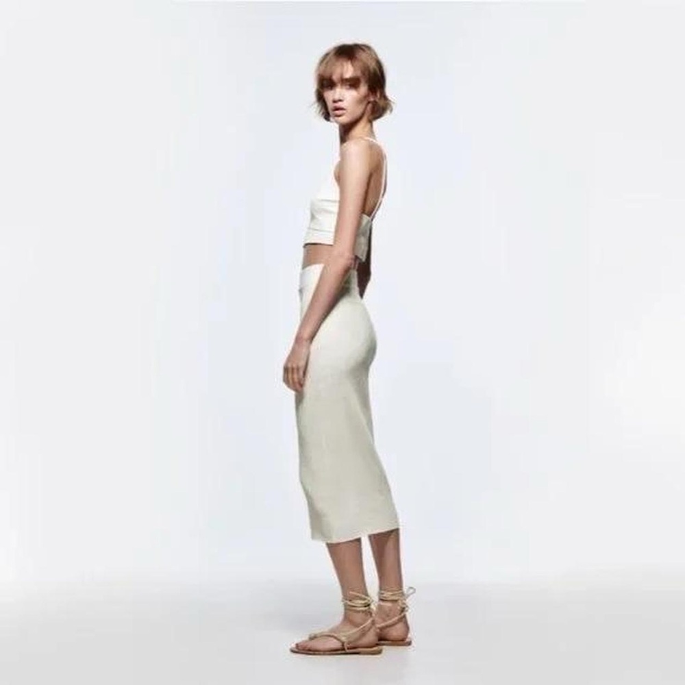 Zara White Ribbed Knit Set